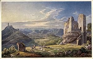 Künstler Ansichtskarte / Postkarte Rottmann, Trifelslandschaft, Pfalz, Ruine, Panorama