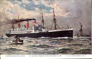 Seller image for Knstler Ansichtskarte / Postkarte Stwer, Willy, SS George Washington, United States Lines, US Government Ship for sale by akpool GmbH