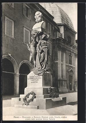 Cartolina Pesaro, Monumento a Terenzio Mamiani