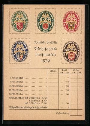 Ansichtskarte Deutsche Nothilfe Wohlfahrts-Briefmarken 1929