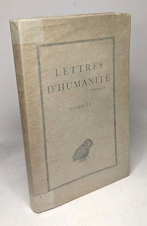 Seller image for Lettres d'humanit Tome IV for sale by crealivres