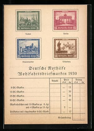 Ansichtskarte Deutsche Nothilfe, Wohlfahrts-Briefmarken 1930