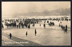 Ansichtskarte Mannheim, Zugefrorener Rhein im Winter 1929