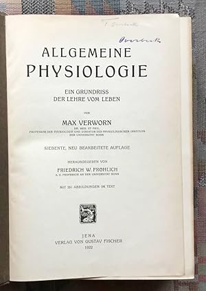 Seller image for Allgemeine Physiologie : ein Grundriss d. Lehre vom Leben. for sale by BBB-Internetbuchantiquariat