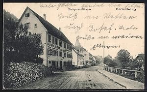 Ansichtskarte Herrenberg, Stuttgarter Strasse mit Gasthof