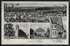 Ansichtskarte Schönaich /Kr. Böblingen, Gasthaus zum Adler, Schule, Kirche