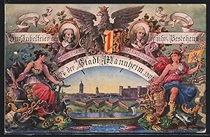 Künstler-Ansichtskarte Mannheim, Jubelfeier des 300 jähr. Bestehens 1907, Ansicht im 18. Jahrhundert