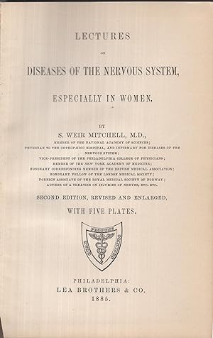 Image du vendeur pour Lectures on diseases of the nervous system, especially in women. Second edition, revised & enlarged, with five plates. mis en vente par LIBRAIRIE PIMLICO