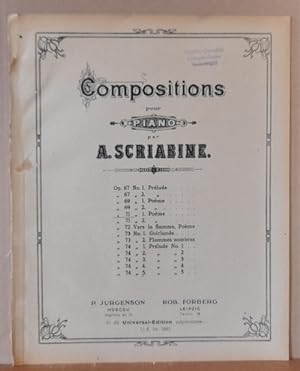 Bild des Verkufers fr Compositions pour Piano Op. 71 No. 1 Poeme zum Verkauf von ANTIQUARIAT H. EPPLER