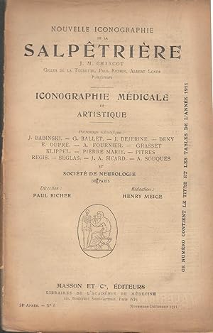 Bild des Verkufers fr Nouvelle Iconographie de la Salptrire n 6 1911 zum Verkauf von LIBRAIRIE PIMLICO