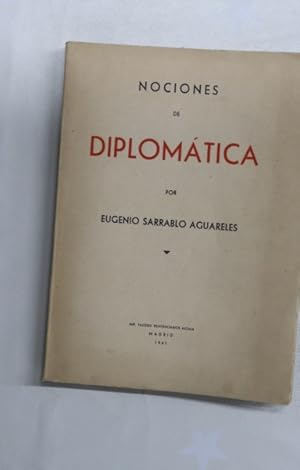 Imagen del vendedor de Nociones de Diplomtica a la venta por Librera Alonso Quijano