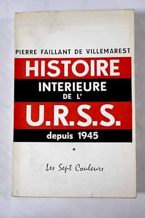 Immagine del venditore per Histoire Interieure de l'URSS depuis 1945, tome I venduto da Alcan Libros