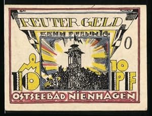 Bild des Verkufers fr Notgeld Nienhagen 1922, 10 Pfennig, Fischer holen das Netz ein, Leuchtturm zum Verkauf von Bartko-Reher