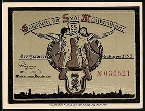 Bild des Verkufers fr Notgeld Mainbernheim 1921, 25 Pfennig, Einwohner warten auf die Brotmarken, Wappen, Gutschein zum Verkauf von Bartko-Reher