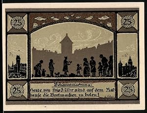 Bild des Verkufers fr Notgeld Mainbernheim 1921, 25 Pfennig, Einwohner warten auf die Brotmarken, Wappen, Gutschein zum Verkauf von Bartko-Reher