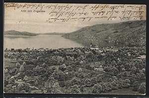 Ansichtskarte Arth, Ortsansicht mit Zugersee