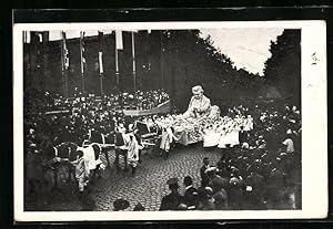 Ansichtskarte Wien, 10. Deutsches Sängerbundesfest 1928, Festzug mit Statue
