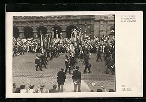 Ansichtskarte Wien, Sängerbundesfest 1928, Festzug mit Fahnen