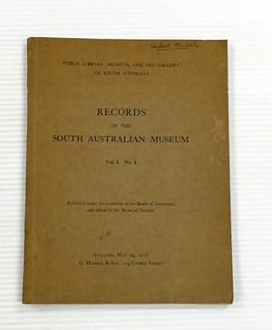 Image du vendeur pour Records Of The South Australian Museum Vol. 1. No 1 mis en vente par Adelaide Booksellers