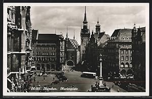 Bild des Verkufers fr Ansichtskarte Mnchen, Marienplatz im Sonnenschein zum Verkauf von Bartko-Reher