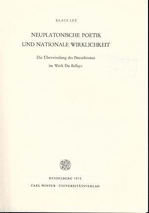Seller image for Neuplatonische Poetik und nationale Wirklichkeit for sale by avelibro OHG