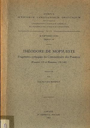 Bild des Verkufers fr Theodore de Mopsueste: Fragments syriaques du Commentaire des Psaumes (Psaume 118 et Psaumes 138-148) - Scriptores Syri Tomus 190 Vol. 436 zum Verkauf von avelibro OHG