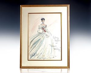 Bild des Verkufers fr Audrey Hepburn in Roman Holiday." [Original Edith Head Signed Costume Sketch]. zum Verkauf von Raptis Rare Books