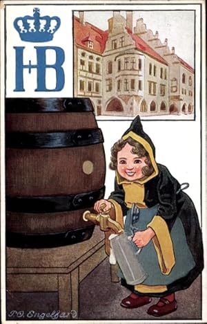 Künstler Ansichtskarte / Postkarte Engelhard, P. O., Münchener Hofbräuhaus, HB Hofbräu Werbung, K...