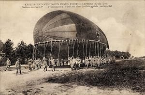 Ansichtskarte / Postkarte Fesselballon wird an den Aufstiegplatz verbracht, I WK