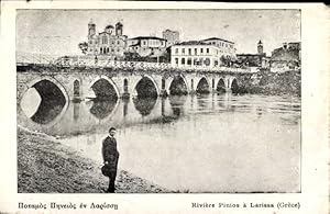 Bild des Verkufers fr Ansichtskarte / Postkarte Griechenland, Fluss Pinios in Larissa, Brcke zum Verkauf von akpool GmbH