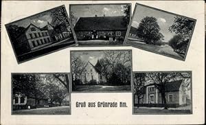 Ansichtskarte / Postkarte Grzymiradz Grünrade Neumark Ostbrandenburg, Ortsansichten, Schule, Schloss