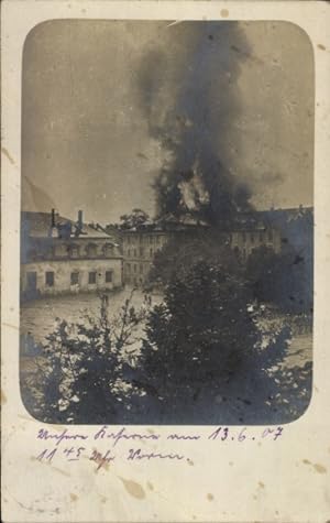 Foto Ansichtskarte / Postkarte Kaserne in Brand, 1907