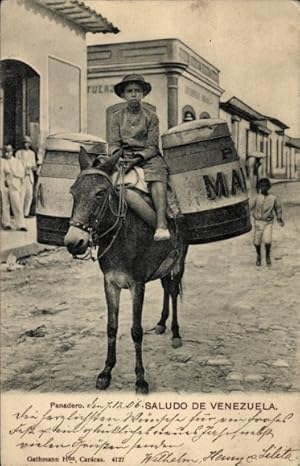 Ansichtskarte / Postkarte Venezuela, Brotverkäufer auf einem Esel
