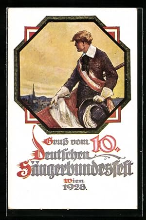 Künstler-Ansichtskarte Wien, 10. Deutsches Sängerbundesfest 1928