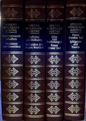 Bild des Verkufers fr 4 Bnde Goethe Band 1: Gedichte und Balladen, Die Leiden des jungen Werther. Band 2: Wahlverwandtschaften, Hermann und Dorothea. Band 3: Gtz von Berlichingen, Faust I. Band 4: Faust II, Iphigenie auf Tauris zum Verkauf von Books.Unlimited