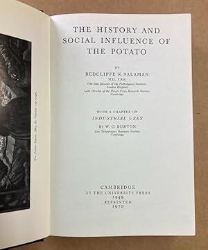 The History and Social Influence of the Potato.: Salaman, Redcliffe and J G Hawkes: