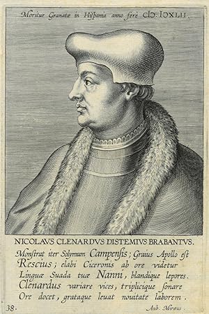 CLENARD, Nicolas (1493 - 1542). Brustbild im Profil nach links des belgischen Humanisten und Orie...