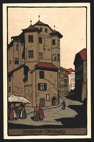 Steindruck-Ansichtskarte Innsbruck, Motiv der Ottoburg