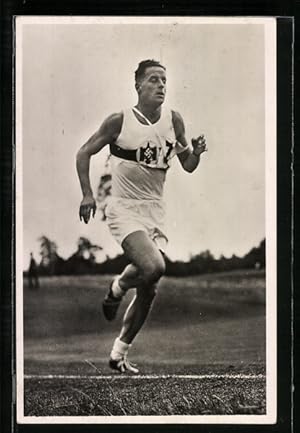 Ansichtskarte Berlin, Olympiade 1936, Hauptmann Handrick erringt die Goldmedaille im Fünfkampf