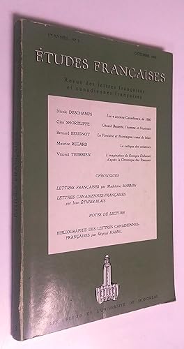 ETUDES FRANCAISES - REVUE DES LETTRES FRANCAISES ET CANADIENNES FRANCAISES - 1° ANNEE N°3 / octob...