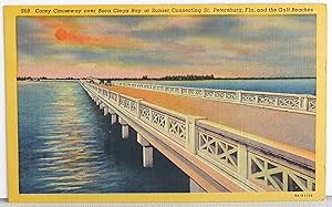 Seller image for Corey Causeway over Boca Ciega Bay at Sunset, Connecting St. Petersburg, Fla. and the Gulf Beaches - Postcard for sale by Argyl Houser, Bookseller