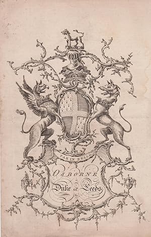 Engraved armorial of Osborne, Duke of Leeds.