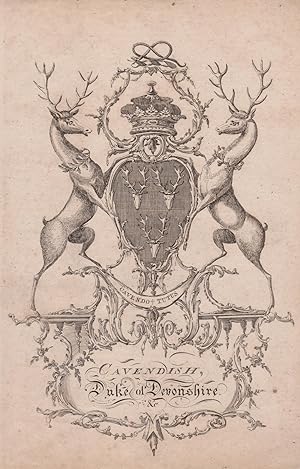 Engraved armorial Cavendish, Duke of Devonshire.