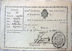 CARTA DE SEGURIDAD 1832 VALENCIA