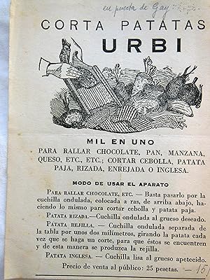 Tarjeta publicidad - Advertising Card : CORTA PATATAS URBI