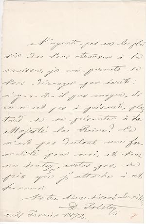 Two ALS by Count Dmitri Andreevich Tolstoy (1823?1889), a Russian politician who served as Minist...