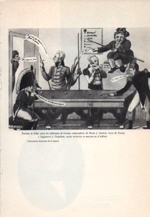 Imagen del vendedor de LAMINA V38897: Caricatura partida de billar entre los emperadores de Rusia y Austria reyes de Prusia e Inglaterra y Napoleon a la venta por EL BOLETIN