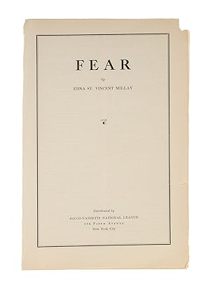 Immagine del venditore per Fear, New York, Distributed by Sacco-Vanzetti National League, 1927 venduto da The Lawbook Exchange, Ltd., ABAA  ILAB