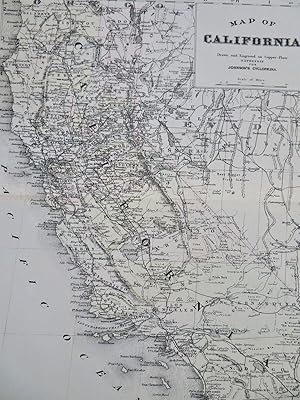 California state by itself 1884 Johnson engraved hand colored map