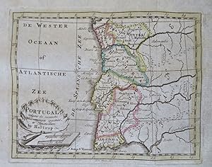 Portugal 1780 rare decorative Holtrop miniature map w/ old hand color